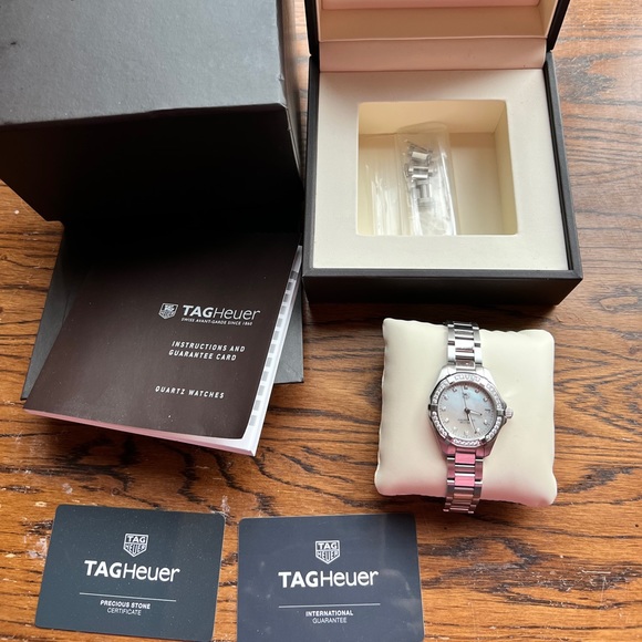 ⭐️HOST PICK ⭐️ Tag Heuer Ladies 32mm Aquaracer with Pearl Face & Diamonds - Picture 5 of 9